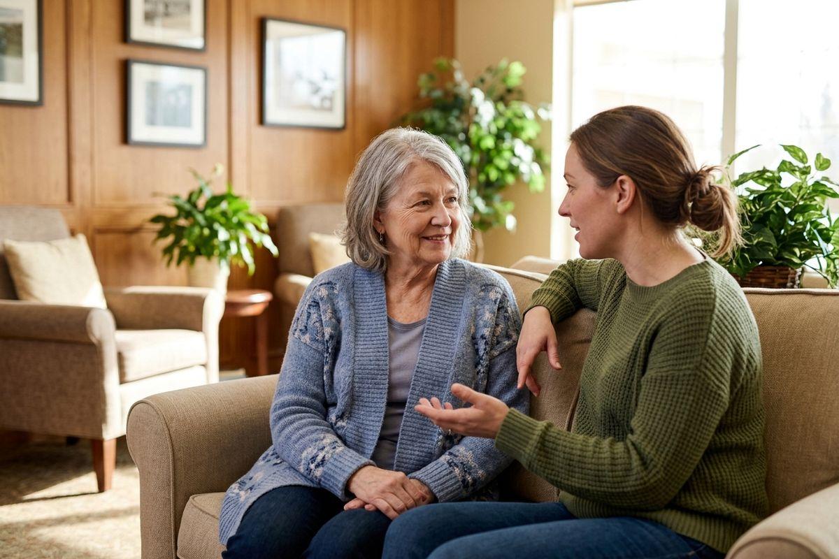 An adult speaks with their parent about some noticeable memory changes in their life.